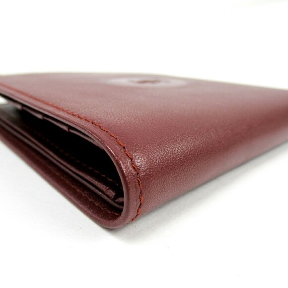 Cartier Two Folded Purse Masteline Bordeaux Enamel Leather Authentic USED T10436 - Picture 3 of 8